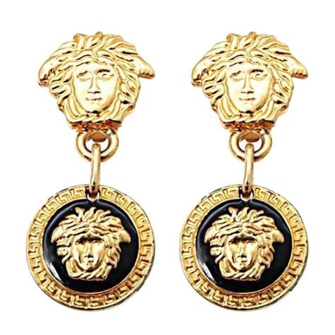 versace black earrings|vintage Versace earrings.